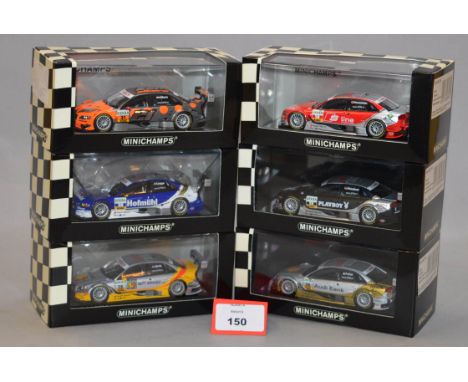 Minichamps. Six Audi A4 DTM diecast model cars in 1:43 scale. All of the models are limited editions, boxed and E. (6)