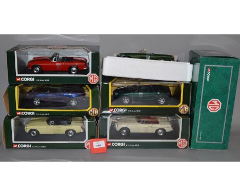 Six Corgi 1:18 scale MG diecast models. Boxed and VG.