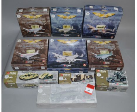 Corgi diecast models: six Aviation Archive; four Fighting Vehicles. Boxed and appear VG. (10)