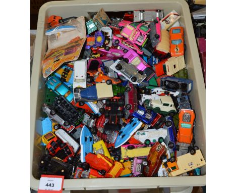 A good quantity of unboxed playworn smaller scale diecast models, mainly from the Matchbox 1-75 range. Condition of models va