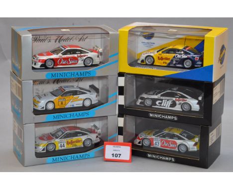 Minichamps. Six Opel Calibra diecast model cars in 1:43 scale including a  limited edition Opel Calibra V6 4x4 DTM 1995, 430 