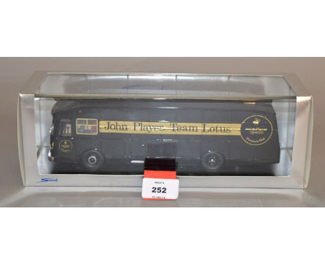 A boxed Spark Minimax S0288 Transporter 'John Player Team Lotus' resin model in 1:43 scale, E.