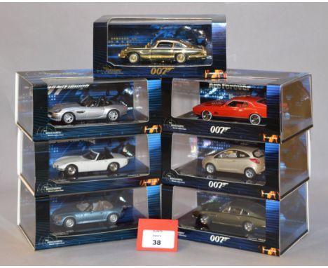 Minichamps. Seven diecast models in 1:43 scale  from the 'Minichamps Bond Collection' including 436 137261 Aston Martin DB5 g