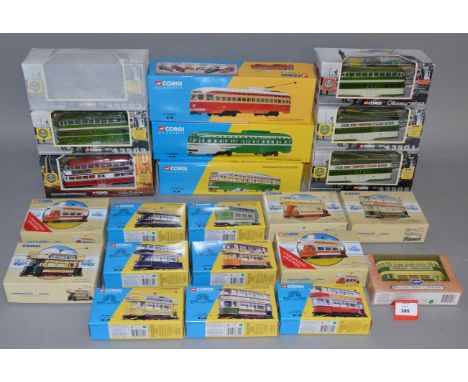 21 x Corgi diecast model trams, including Blackpool and San Francisco models. Boxed and appear E. 
