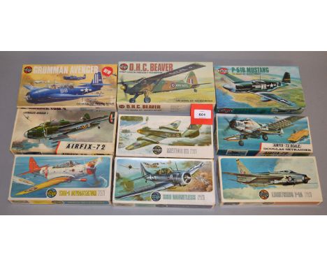 22 x Airfix plastic model kits, all aircraft. Most appear unstarted and complete, some without instructions.