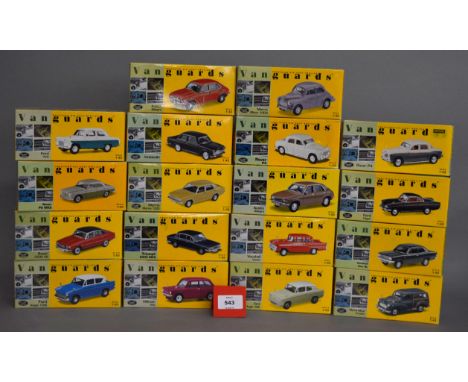 18 x Vanguards diecast model cars. Boxed, overall appear VG.