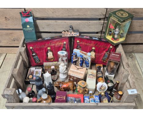 Crate of Whisky miniatures and sets; Boxed Beneagles Haggis decanter- empty, W.A. Lacey Straight Bourbon Whisky Continental N