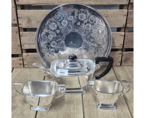 Silver plated tea service and serving tray. 