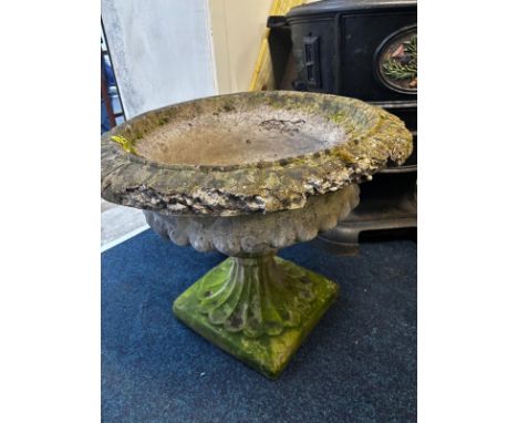 Heavy two section garden urn planter. 