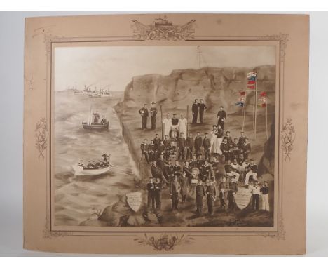 Deutsches Kaiserreich: Großes Reservistenbild Helgoland, Matrosen-Artillerie-Abteilungen 1904-1907sehr großes Reservistenbild