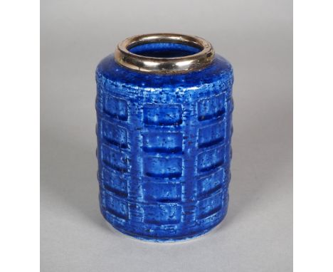 Blaue Keramik Vase von Palshus, Dänemark 1960er - Annelise und Per Linnemann-Schmidtkleine Keramikvase von Palshus mit Kobalt