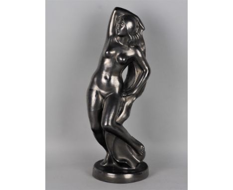 Stehende Nackte um 1930Aus Keramik, roter Scherben geformt mit schwarzer lüstrierender Glasur gebrannt, in der Art von "JOLNA
