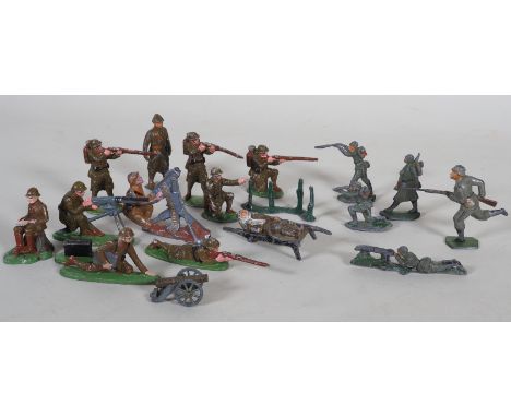 Konvolut Metall Soldaten Figuren, handbemalt, 2. Wk.Deutsche und Französische Soldaten, aus Blei / Zinn Guss und handbemalt. 