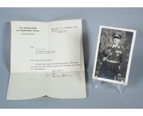 Reichsmarschall Hermann Göring handsigniertes Autogrammfoto mit Anschreibensehr seltenes Autogrammfoto in Tinte handsigniert 