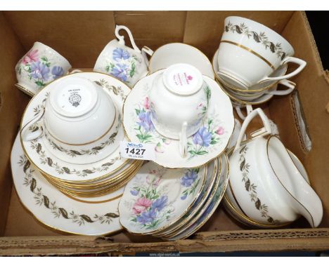 A Royal Worcester 'Bernina' part tea set, together with Royal Albert 'Sweet pea' Friendship series;  five coffee cups and sau