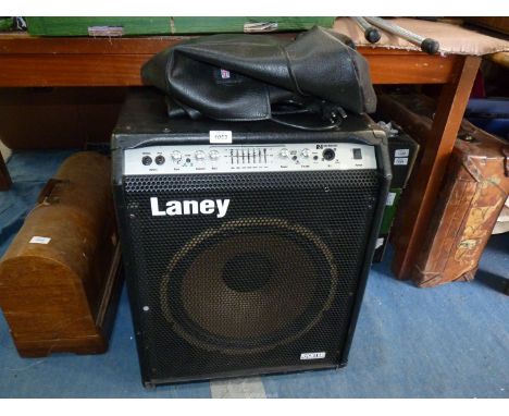 A Laney 300 watt bass combo amplifier for private home studio use, with power lead, cover and a Celestion 15'' speaker.