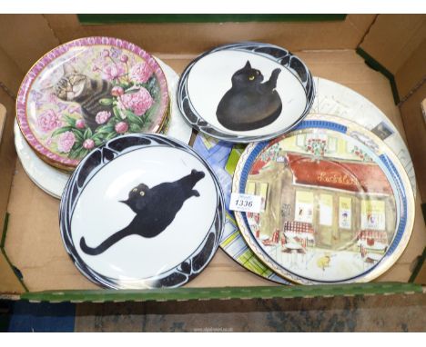 A quantity of display plates including Spode 'Chelsea Flower Show' , three Bradex cat, Three Danbury Mint 'The Four Seasons'