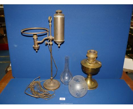 A brass Oil lamp base and a brass students desk lamp converted to electric.