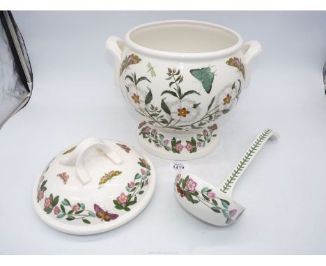 A Portmeirion tureen and ladle (crazed).