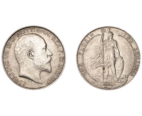 Edward VII (1901-1910), Florin, 1908 (ESC 3584; S 3981). Rubbed on cheek and light surface marks, otherwise nearly extremely 