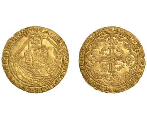Edward III (1327-1377), Treaty period, Noble, London, mm. cross potent on rev. only, annulet before edward, e in centre of re