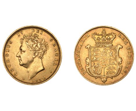 George IV (1820-1830), Sovereign, 1830 (M 15; S 3801). Light scratch in obverse field, otherwise good very fine, reverse bett