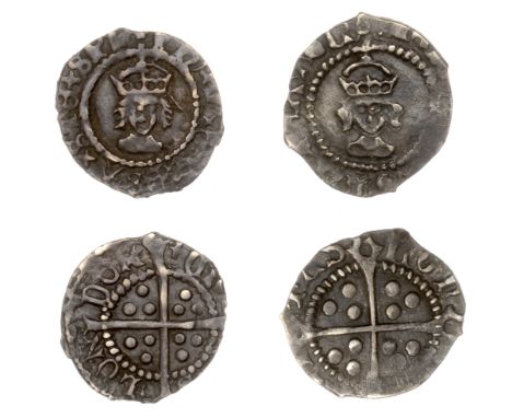 Henry VIII, First coinage, Halfpenny, London, mm. castle (?) on obv. only, 0.36g/9h (N 1779; S 2334); Second coinage, Halfpen