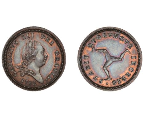 Isle of Man, George III, First issue, Proof Halfpenny, 1786, edge grained left, 8.22g/6h (Prid. 31A; S 7414 var.). Good extre