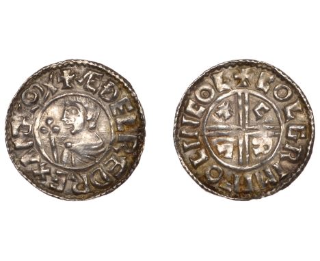 Æthelred II (978-1016), Penny, CRVX type, Lincoln, Kolgrimr, colgrim m¯o lincol, 1.60g/3h (Mossop dies Il, and pl. iv, 11; SC