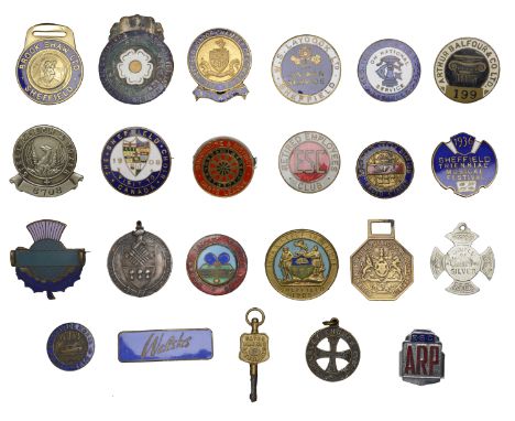 Badges, Commerce, Industry and Leisure: Arthur Balfour & Co Ltd, brass and enamel, stamped 199, 27mm; Association of Mining E