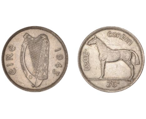 Ireland, Eire, Halfcrown, 1943 (S 6633). A few light surface grazes on reverse, otherwise about extremely fine, very rare  £8