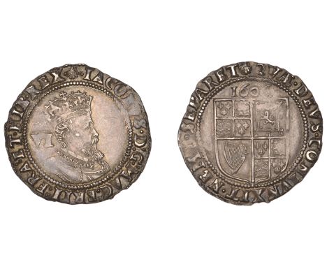 James I (1603-1625), Second coinage, Sixpence, 1606, mm. escallop, fourth bust, 3.01g/1h (N 2103; S 2658). Weak in places, ot