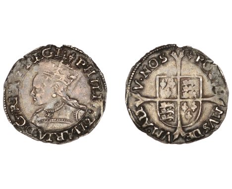 Philip and Mary (1554-1558), Groat, mm. lis, 1.83g/12h (N 1973; S 2508). Small edge chip at top and some light scrapes, other