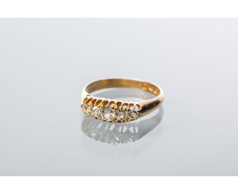 VICTORIAN DIAMOND FIVE STONE RING
set with five graduated old cut diamonds, hallmarked for eighteen carat gold, size M-N