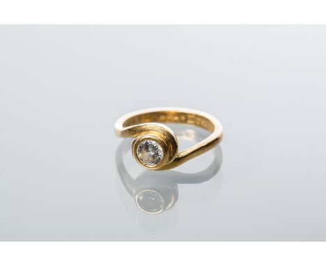 DIAMOND SOLITAIRE RING
set with a brilliant cut diamond of approximately 0.45 carats, in an eighteen carat gold twist setting