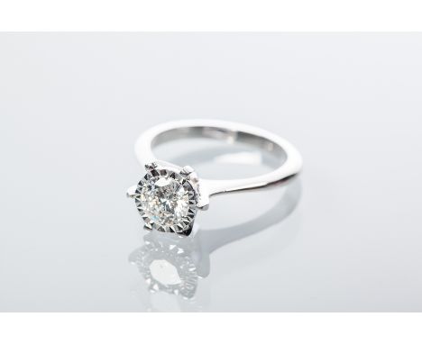 DIAMOND SOLITAIRE RING
the brilliant cut diamond approximately 0.67 carats, in illusion setting, unmarked, size L-M