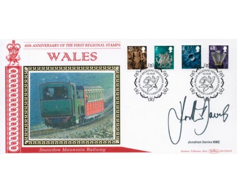 Rugby Jonathan Edwards signed 45th Anniversary of the First Regional Stamps Wales FDC double PM Llanberis Caernarfon 14. 10. 