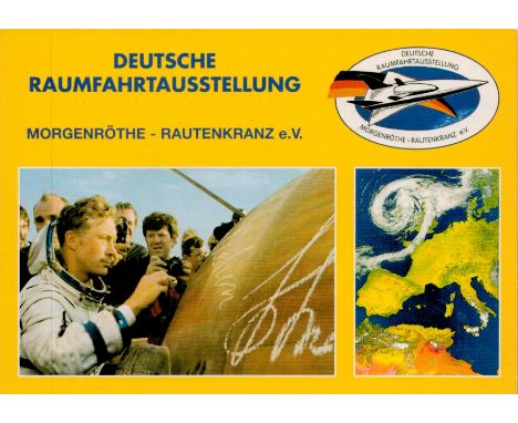 Coloured Postcard Signed Sigmund Jahn 1st German Pilot Cosmonaut Personally Signed by Sigmund Jahn German pilot cosmonaut. Fl