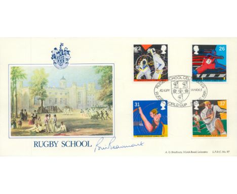 Rugby Bill Beaumont signed Rugby School commemorative FDC PM Rugby School celebrates Ruby World Cup 1 June 1991. Good conditi