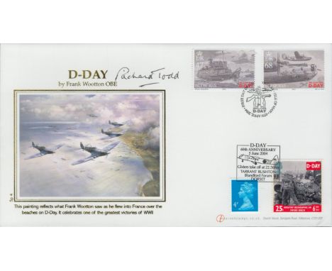 Richard Todd Signed D-Day Frank Wootton Internet Stamps First Day Cover. Image Shows what Wootton Saw as he flew into France 