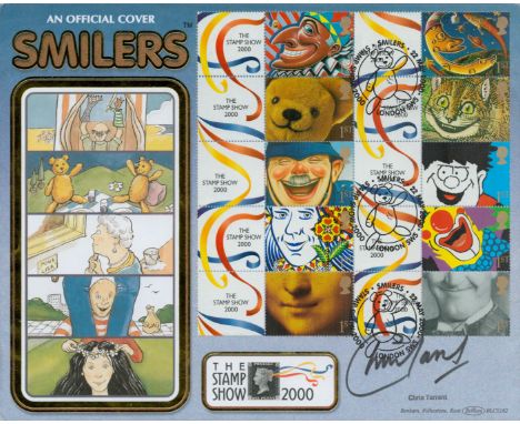 Chris Tarrant signed Smilers official oversized cover. 22/5/00 Stamp show London postmark. Also comes with 10 first class sta