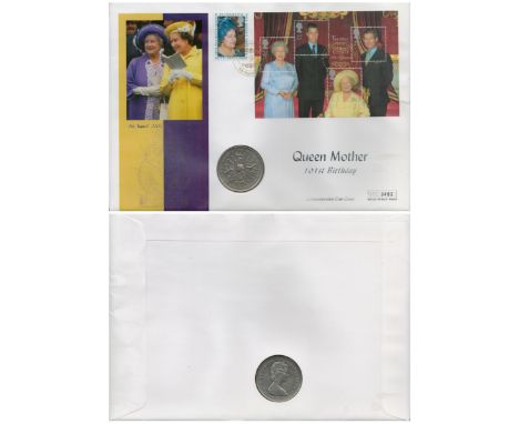 H.M. Queen Mother 101st Birthday Coin Cover / Medal First Day Cover (Large Mercury Cover) Celebrating The 101st Birthday of H