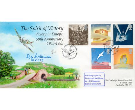 WW2 RAF F/O Ken Wilkinson Battle of Britain Pilot Signed The Spirit of Victory- Victory in Europe: 50th Anniversary 1945-1995