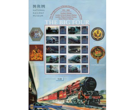 The Big Four 1923 2008, Limited and First Edition Stamp Sheet featuring National Railway Museum with 10 x 1st Class Stamps nu