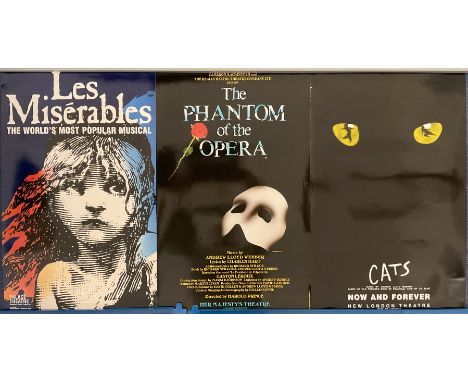 Posters. London Theatre Poster Collection of 3 Posters. Includes Cats From New London Theatre Drury Lane. The Phantom Of The 