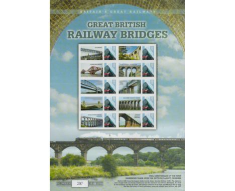 Great British Railway Bridges Limited and First Edition Stamp Sheet featuring Britain's Great Railways with 10 x 1st Class St