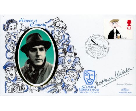 Norman Wisdom signed Heroes of Comedy Comic Heritage Official Benham FDC PM Heroes of Comedy Peter Cook 23 April 1998 Torquay