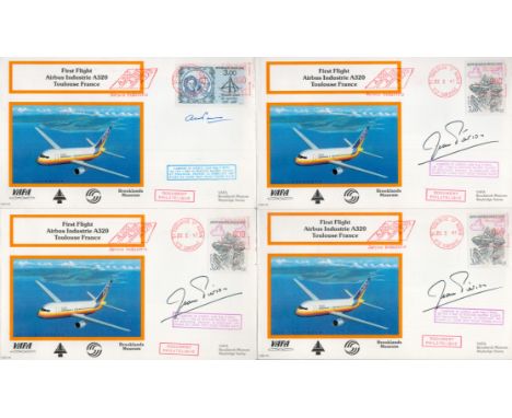 Collection of 4 Signed First Flight Airbus Industries A320 Toulouse France First Day Covers. Signed by President of Airbus In