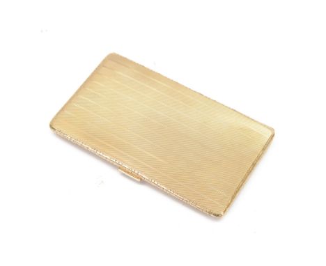 Early 20th century 9ct gold cigarette case, of rectangular form with vertical engine turned decoration, hallmarked Charles S 