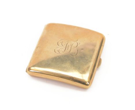 1920's 9ct gold cigarette case, of rounded square form with engraved monogram to cover, hallmarked D Bros, Birmingham 1926, a